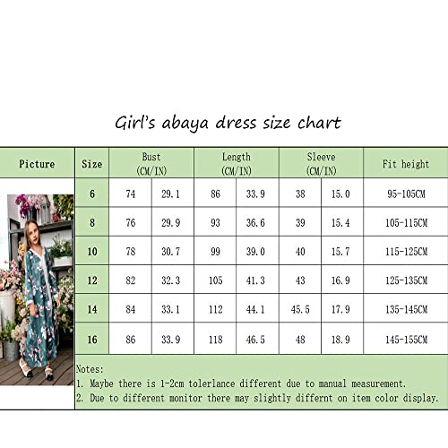 Polyjolly Abaya Dress For Girls Dubai Sadui Kids Casual Moroccan Kaftan Gown Green Eid Clothes 8 #TOP6