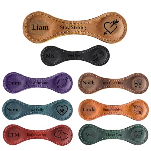 Personalized Leather Magnetic Bookmark – Custom Initial Bookmark with Love Icons, Handmade Reader Gift for Valentines Day, Custom Magnet Bookmark for Book Lovers, Gift for Him & Her - Thumbnail 5