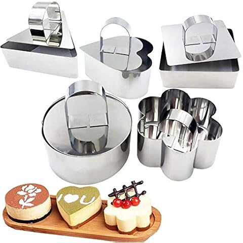 DUEBSN 5pcs Stainless Steel Cake Ring Cheese Baking Mould Layer Slicer Cutter Cooking Baking Mould Pastry Cupcake Baking Mould Cooking Cover