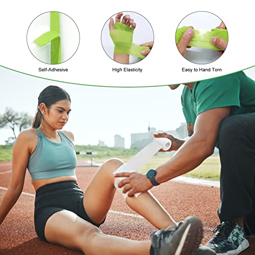 Self Adhesive Elastic Bandage Wrap - Fortomorrow 24 Pack 2 Inches X 5 Yards Breathable Sports Tape, Assorted Colors Waterproof Non Woven Self Adherent Wrap For First Aid, Wrist Ankle Protection & Pets #TOP3