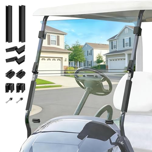 Golf Cart Windshield, Club Car Windshield, Compatible with Club Car Precedent 2004-Up Gas and Electric Golf Carts, Clear Foldable Windshield UV Protection and Impact Resistant