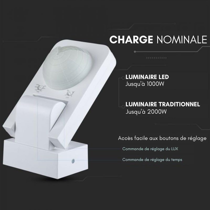 Détecteur de Mouvement Infrarouge Orientable IP65 Blanc - SILAMP