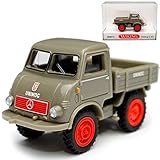 Das Fahrzeug ist ca 5 cm lang Wiking Mercedes-Benz Unimog mit Pritsche U401 Grau Grün LKW Truck H0 1/87 Modell Auto