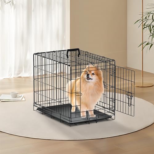 MoNiBloom 24/30/36/42/48 gaiolas para cães, gaiola dobrável de metal para cães com porta dupla, cani