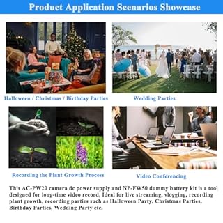 TKDY NP-FW50 ZV-E10 Dummy Battery, AC-PW20 Continuous Power Supply Adapter Kit, Compatible for Sony Alpha ZVE10 A6400 A6000 A6100 A5100 A7 A7II Cameras.