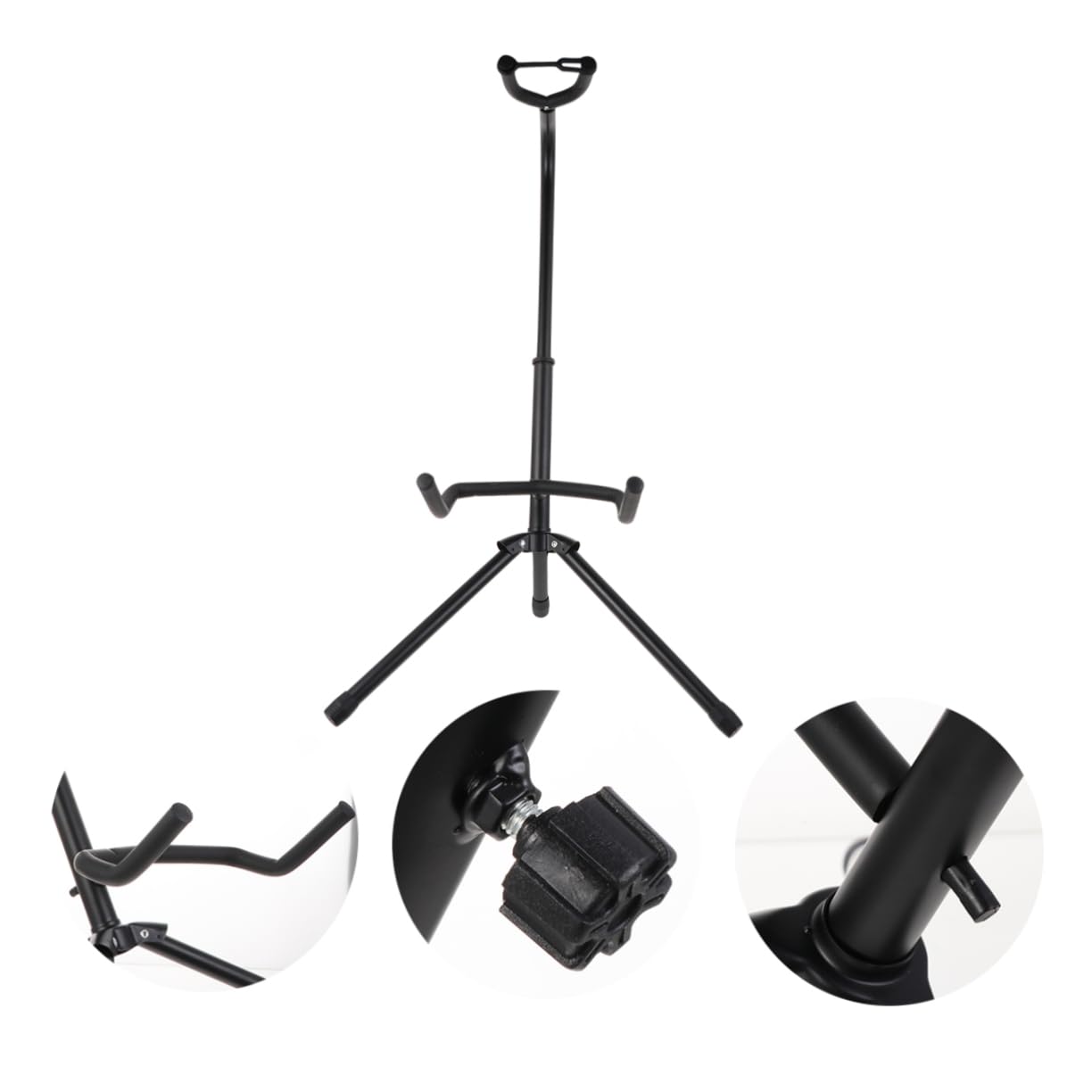 Supporto Chitarra da Terra Nero in Ferro, Display Strumento | Imbottitura Sicura, Adatto a Molte Forme di Chitarra, 1 Pezzo, Supporto Stabile per Esposizione