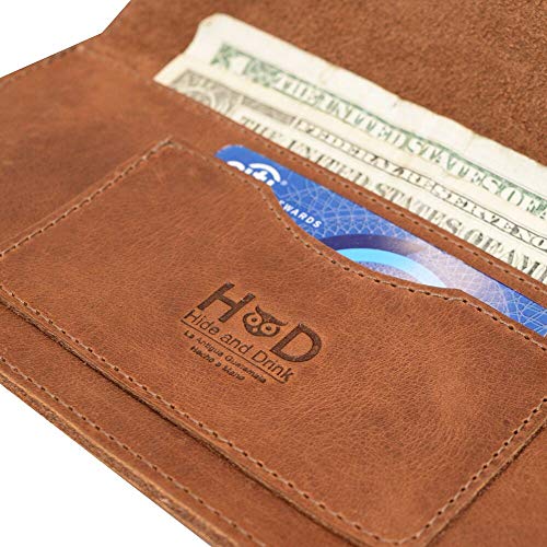 Hide & Drink, Double Snap Folio Wallet Handmade from Full Grain Leather (Single Malt Mahogany) - Image 6