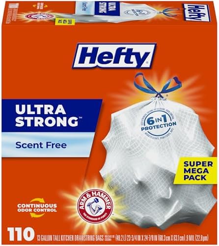 Hefty Ultra Strong 13 Gallon Trash Bags, Tall Kitchen Trash Bags ...