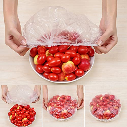 Cnll 300 peças tampas elásticas descartáveis para armazenamento de alimentos, tampas elásticas para