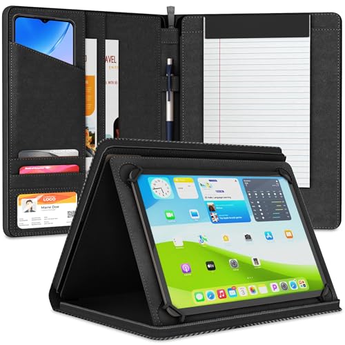 Universal Padfolio Case – Tablet Portfolio Organizer with Notepad Holder – Compatible with iPad 10th 11th Gen, iPad Pro 11, iPad 7 8 9 10.2 10.9 and 9.7 inches
