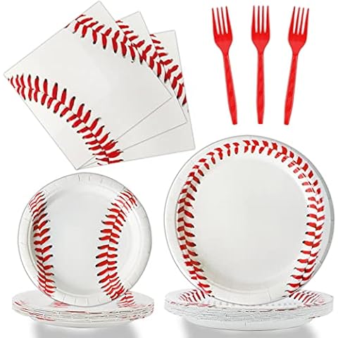 gisgfim 96 Pcs Baseball Party Supplies Bundle Paper Plates Napkins Baseballs Party Birthday Decorations Favors For Girls Serves 24 Cover