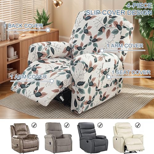 Image of Eco-Ancheng Recliner Slipcovers 4-Pieces Lazyboy Recliner Covers Recliner Couch Covers Recliner Chair Cover Non Slip Reclining Slipcovers with Storage Pockets Furniture Protector for Living Room,20