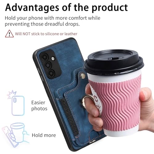 Protection Galaxy A04S étui portefeuille antichoc bleu avec dragonne - 5