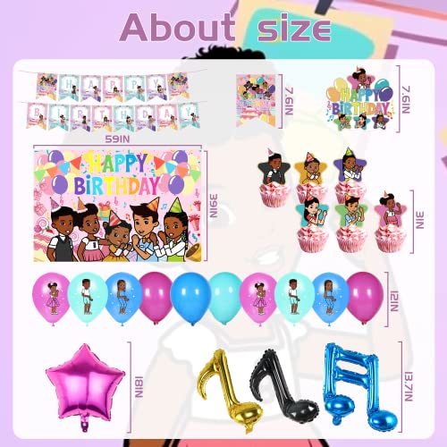 94Pcs Tv Music Corner Theme Party Decoration Girl Music Program Including Banners, Backdrops, Cupcake Toppers, Music Notation Balloon And Pentagram Balloons For Girls Music Birthday Party Supplies #TOP2