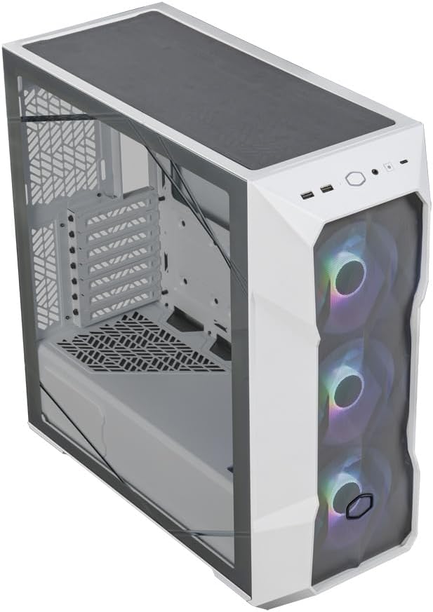 Cooler Master MasterBox TD500 Mesh V2 - E-ATX Mid-Tower PC Case with Tessellated Mesh, 3 x 120mm Pre-Installed ARGB Fans, Removable Top Panel, Tempered Glass Side Panel, USB Type-C 10Gbps - White