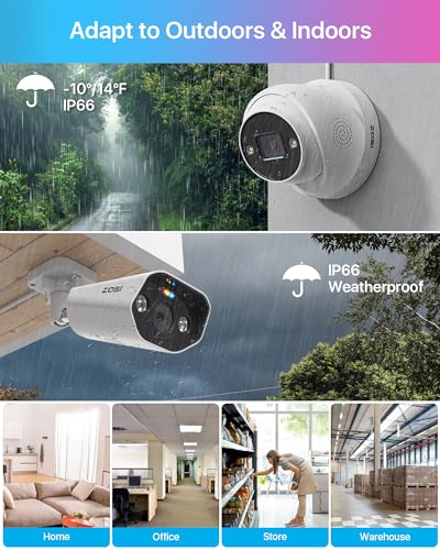 Image of ZOSI 4K PoE Security Camera System, 8X 8MP Outdoor Indoor Cameras, 4TB HDD | Smart Person Vehicle Detection, Two-Way Audio, Color Night Vision, 16CH 4K Dual Bay Home Surveillance NVR, for 24 /7 Recording