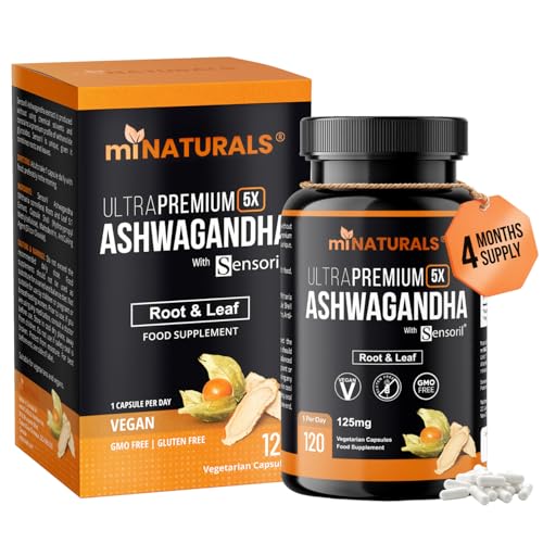 Ashwagandha Sensoril Capsules from Root & Leaf Powder | KSM-66 Alternative | 120 Capsules Made in UK by miNATURALS