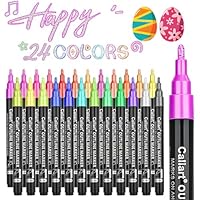 Caliart Easter Basket Essentials, 24-Color Shimmer Outline Markers, Easter Basket Stuffers-Teen Girl Gifts Trendy Stuff, Glitter Pens Set Classroom Art Supplies for 4-6-8-10-12 Year Old Kids