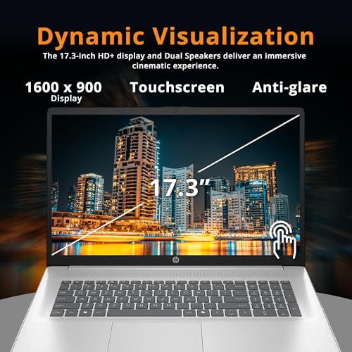 Image of HP 17.3 inch HD+ Touchscreen Laptop, Intel Core 5 120U, 32GB DDR4, 1.16TB Storage (1TB SSD+160GB Docking Station Set), Intel Graphics, 720p HD Camera, Wi-Fi 6, Win 11 Pro, Silver