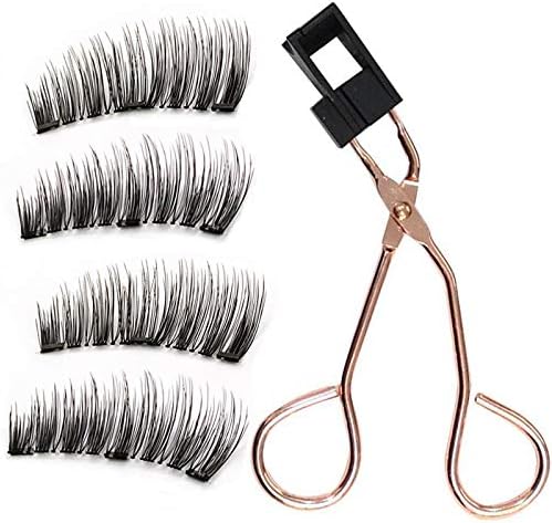 Magnetic Lashes Clip Eyelashes kit, 8d Quantum Magnetic Eyelash Partner Applicator Clip No Glue Need, Magnetic Eyelash Curler with 3 Magnets 3D Reusable Magnetic Falses (4 pcs)