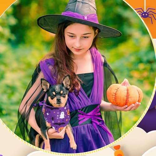 Image of Abbylike 50 Pcs Halloween Dog Bandanas Bulk, Pumpkin Ghost Bat Skull