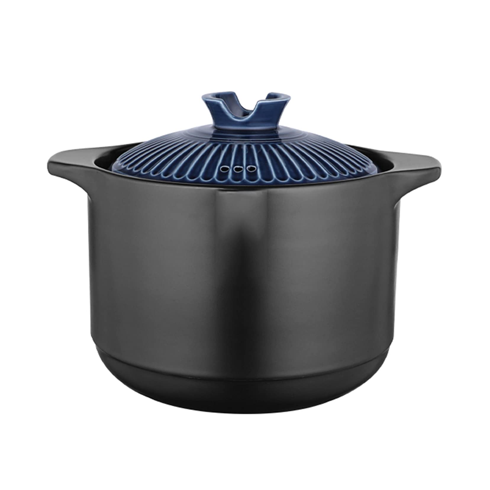 METTEOR Double Handle Lid Ceramic Tureen Soup With Open Fire Round zwart Dish Casserole Clay Pot Earthen Cookware Heat-resistant (Blauw (Blue 6L)