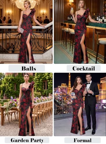 Image of VFSHOW Womens Ruffle One Shoulder Formal Prom Gala Maxi Dress Evening Gown