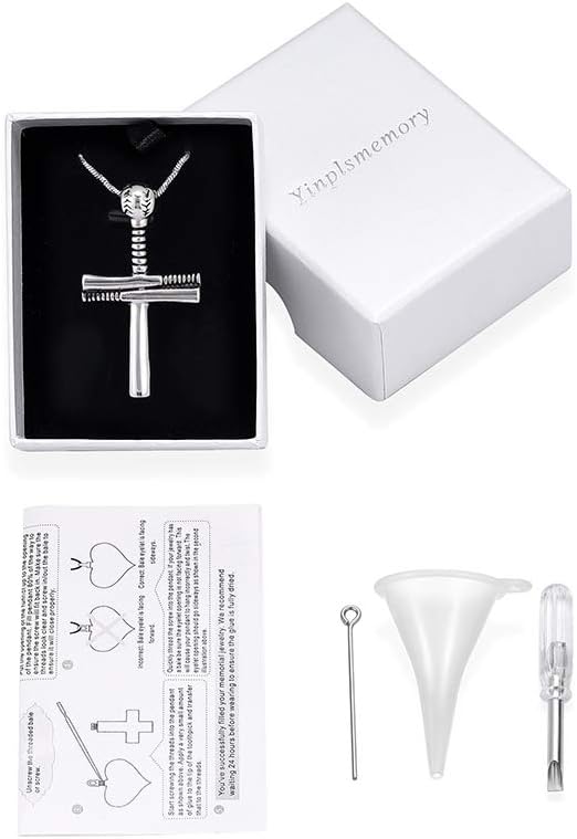 Yinplsmemory Sport Cross Cremation Jewelry Stainless Steel Baseball Bat Cross Memorial Urn Necklace for Men/Women Urn Locket Ashes Holder Keepsake
