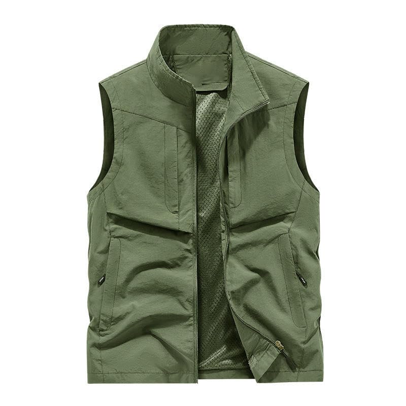 Chaleco multibolsillo de primavera otoño con cuello alto USTZFTBCL 4