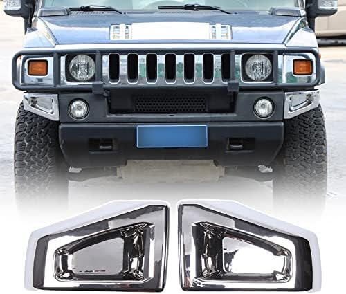ABS Front Bumper Corner Bezel Cover,Front Bumper End Cap Cover Trim Replacement Parts for Hummer H2 2003-2009, Replacement (Chrome)