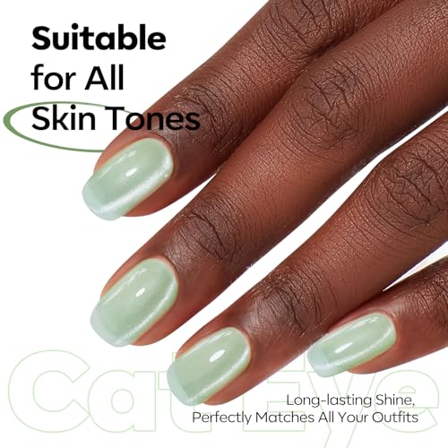 Image of modelones Cat Eye Gel Nail Polish Green, Green Grapes Glitter Magnetic Nail Polish with Magnet Soak Off U V Winter Gel Polish Shimmer Nail Art Manicure Salon DIY
