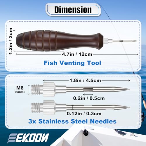 Image of Feekoon Fish Venting Tool, Venting Kit for Deep Sea Fishes with Stainless Steel Needle, Fishing Tackle for Saltwater Fishing Fish Release and Return (Patented)