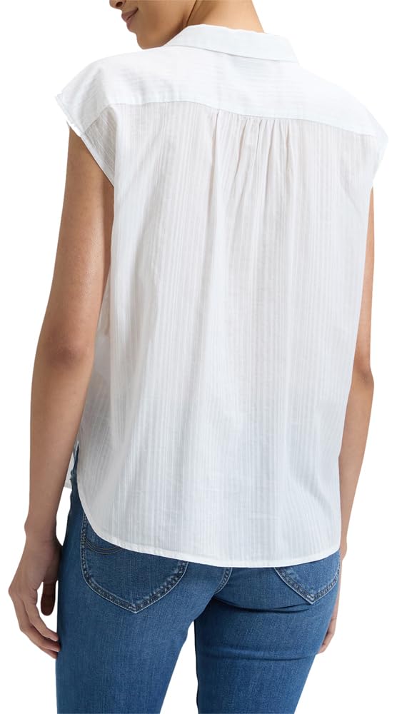 Lee - Bluse Damen - Relaxed Fit - Cap Sleeve Shirt - Strahlend Weiß
