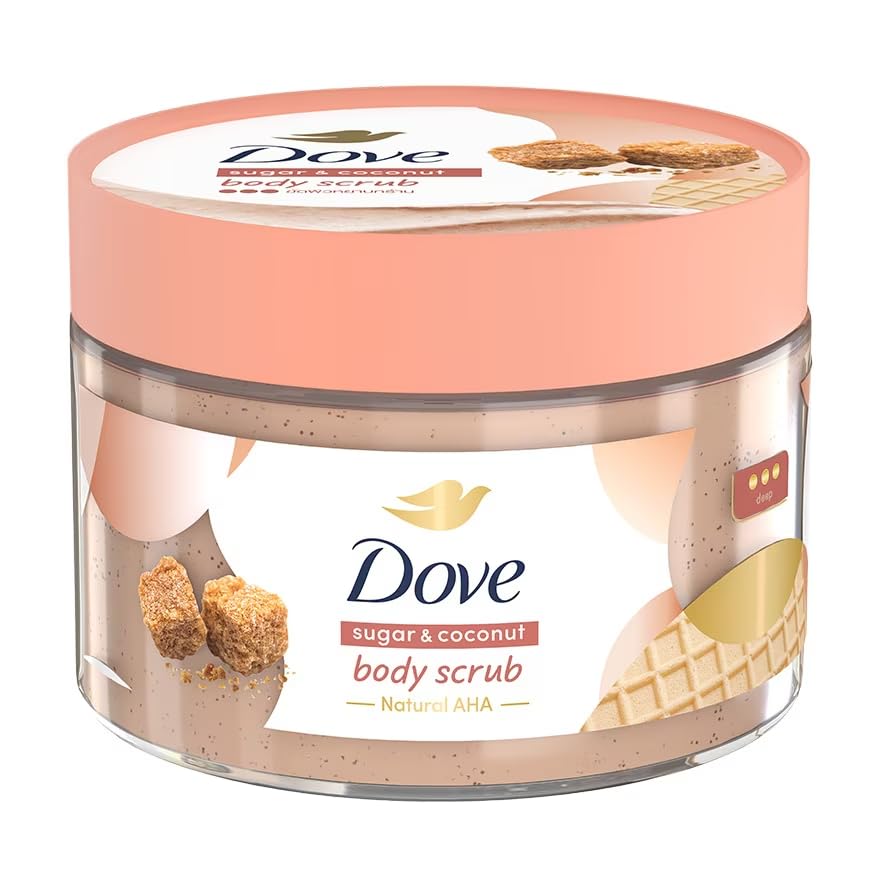 Dove Sugar & Coconut Body Scrub 280g – Ice Cream Texture with Natural AHA for Gentle Exfoliation & Smooth, Glowing Skin-image-20