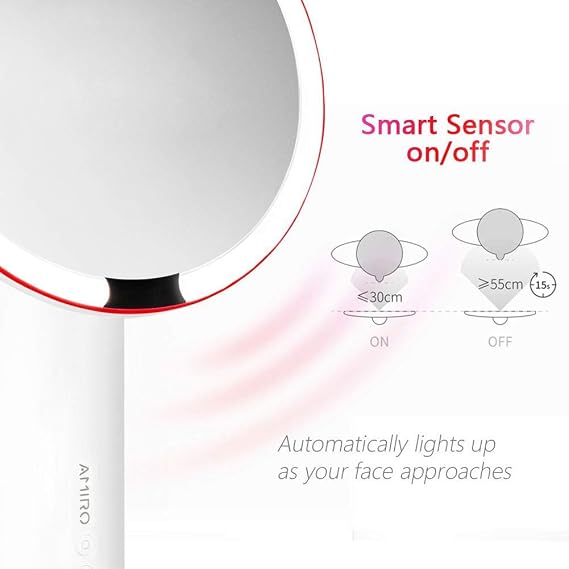 Amiro 8 Smart Lighted Vanity Makeup Mirror with Brightness Control Sunlight, Cool, Warm