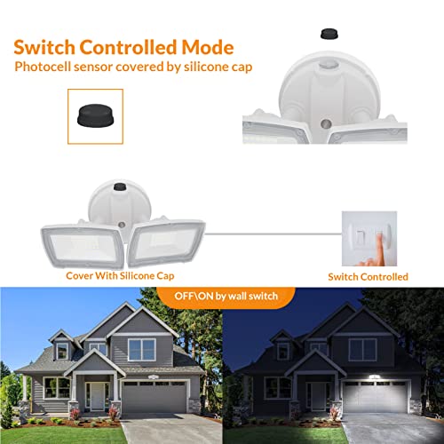 Lepower 2 Pack Led Security Light Dusk To Dawn Outdoor Flood Light Fixture With 2 Adjustable Heads, 3000Lm/28W, 5500K, Ip65 Waterproof Exterior Flood Lights For Garage, Backyard (White) #TOP2