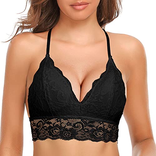 SHEKINI Bralette Damen Spitze Triangel Spitzen BH ohne Bügel mit Abnehmbare Gepolstert Bustier Damen Racerback BH Sexy… – Bild 3