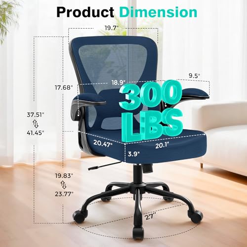 Image of AreShark Office Chair - Ergonomic Breathable Mesh Desk Chair with Adjustable Lumbar Support and Flip-up Armrests - Executive High Back Rolling Swivel Comfortable Computer Gaming Chair for Home Office