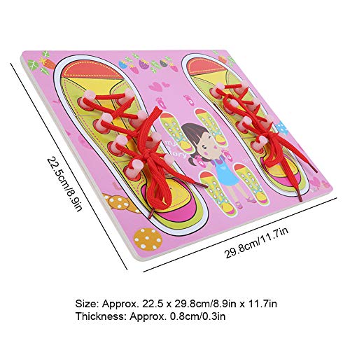 Brinquedos grossos de cadarço para sapatos, brinquedo de sapato de renda, madeira de aprendizagem pr