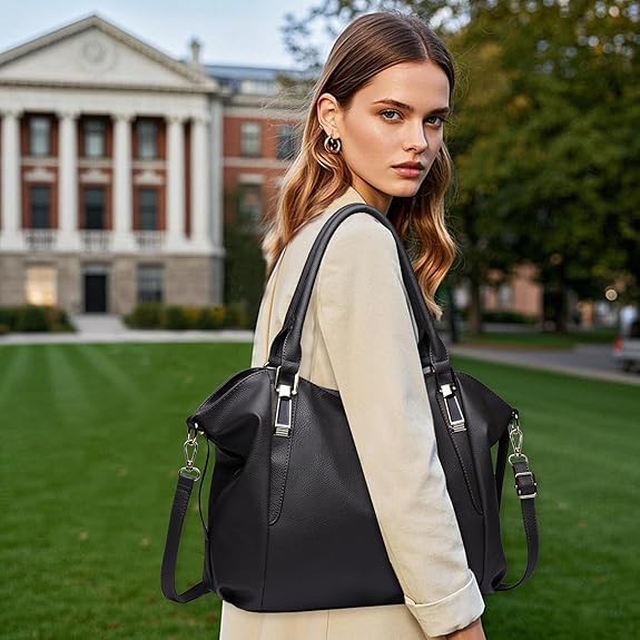 Miss Lulu Handtasche Damen groß Shopper Tasche Tote Bag Henkeltasche Weichen PU Leder mittelgross Umhängetasche