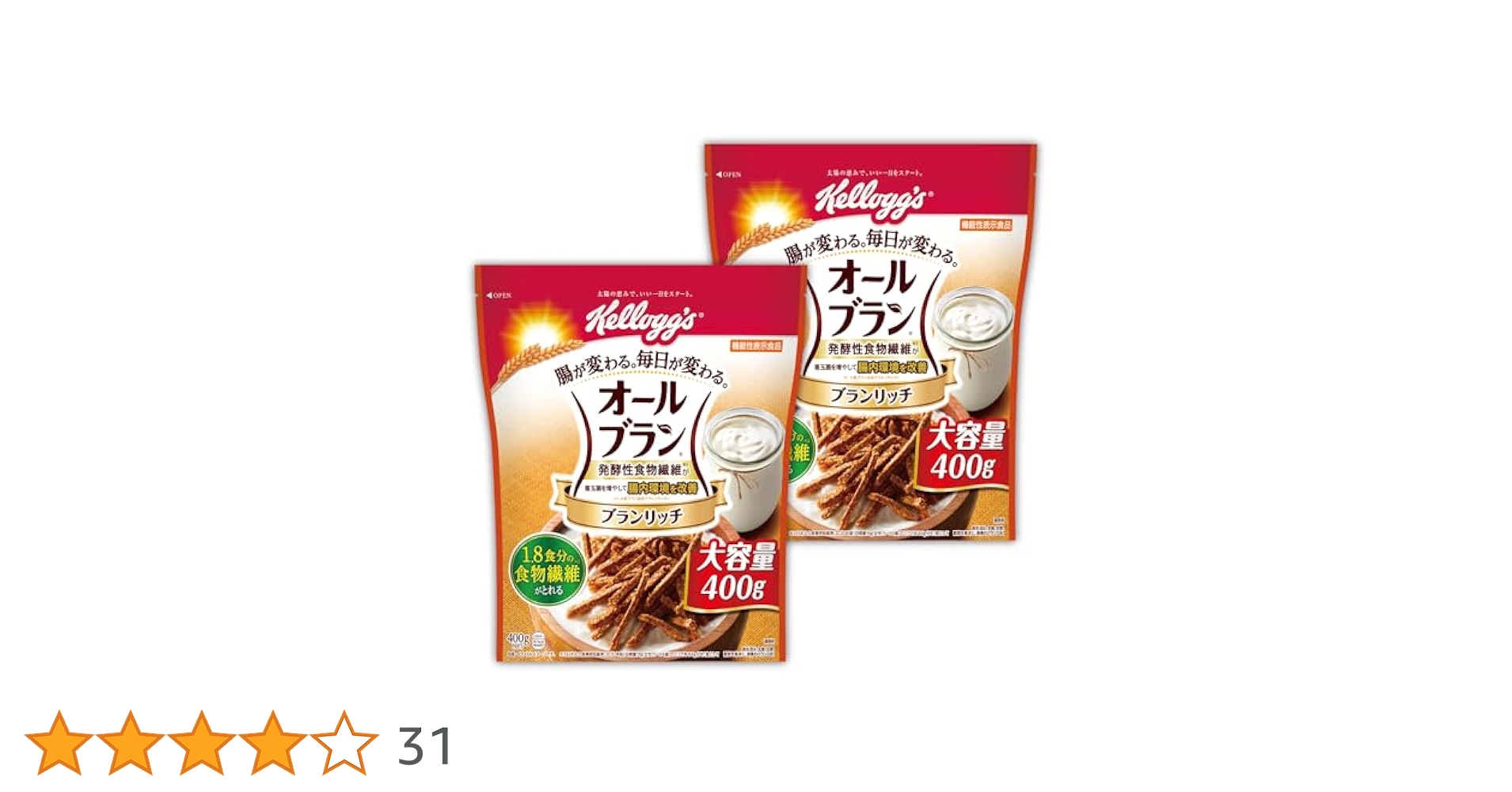 新品未開封　ケロッグ　オールブラン　ブランリッチ　400g×8袋 Amazon.co.jp: ケロッグ オールブラン ブランリッチ 大容量 400g