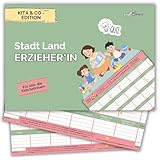 Stadt Land Erzieherin Quiz Spiel by snaPmee - Abschiedsgeschenk Kita, Kindergarten, Vorschule - Geschenk für Pädagogen - 50 Blatt Din-A4 Block