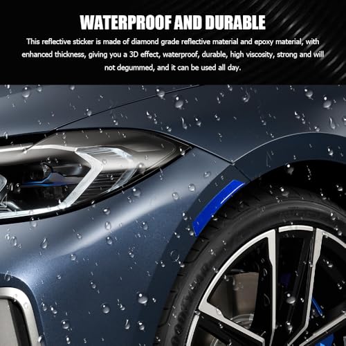 Image of 4PCS Car Reflective Trim Side Marker Stickers, Side Reflectors for Car, Anti-Collision Automatic Bumper Fender Stickers, Auto Exterior Accessories Reflector Guard Fit Cars (Blue, 4PCS)