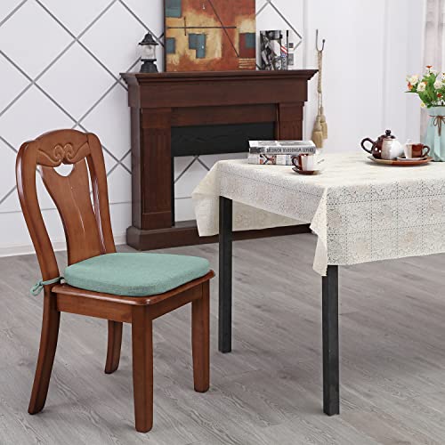 Kgplome Kitchen Chair Cushions With Ties - Memory Foam No Slip Seat Cushion And Dining Room Chair Pad With Machine Washable Cover [16.5 X 16.2 Inches] - Lake Green #TOP6