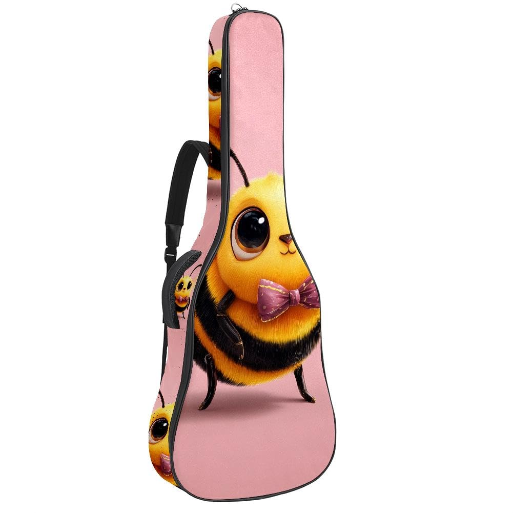 Gitarrentasche, volle Größe, 99 cm, 101,6 cm, 104,1 cm, 104,1 cm, 10 mm dick, gepolstert, Salbeigrün, Eukalyptus, Hochlandkuh, wasserdicht, mit Tasche, verstellbarer Schultergurt, Mehrfarbig