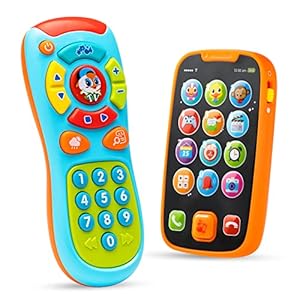 JOYIN Baby Learning Phone and Remote Toy for Toddler Fun Smartphone Toys with Music for Infants, Kids, Boys or Girls, Holiday Stocking Stuffers, Birthday and Toddler Presents Toys