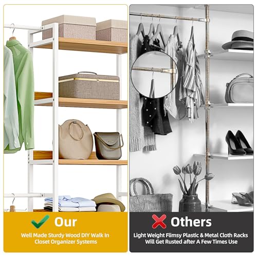 DWVO Clothing Rack with Sheves, Adjustable Closet System with 4 Hanging Area, Versatile Storage Solution for Home & Closet