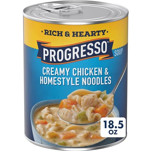 Progresso Creamy Chicken and Homestyle Noodles Soup, Rich and Hearty Canned Soup, 18.5 oz