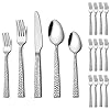 72 piece hammered silverware set with extra forks lianyu stainless steel flatware cutlery set for 12 fancy square eating utensils tableware dishwasher safe  urban country home decor