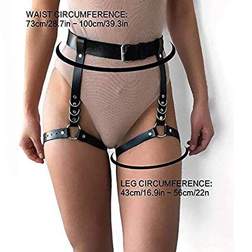 Womens Pu Leather Waist Leg Caged Body Harness Punk Gothic Garter Belt Adjustable(Dwd-007) #TOP2
